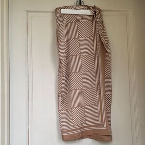LOFT Tan Geometric Pencil Skirt